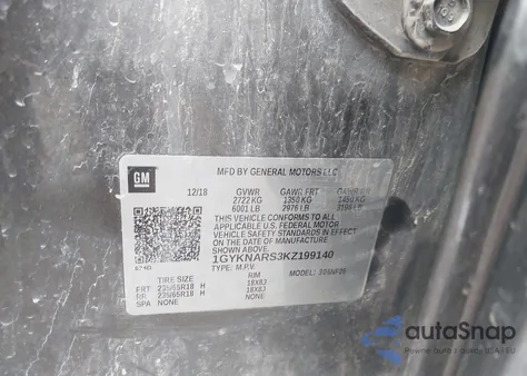 2019 Cadillac Xt5 Standard from USA, damaged, VIN 1GYKNARS3KZ199140